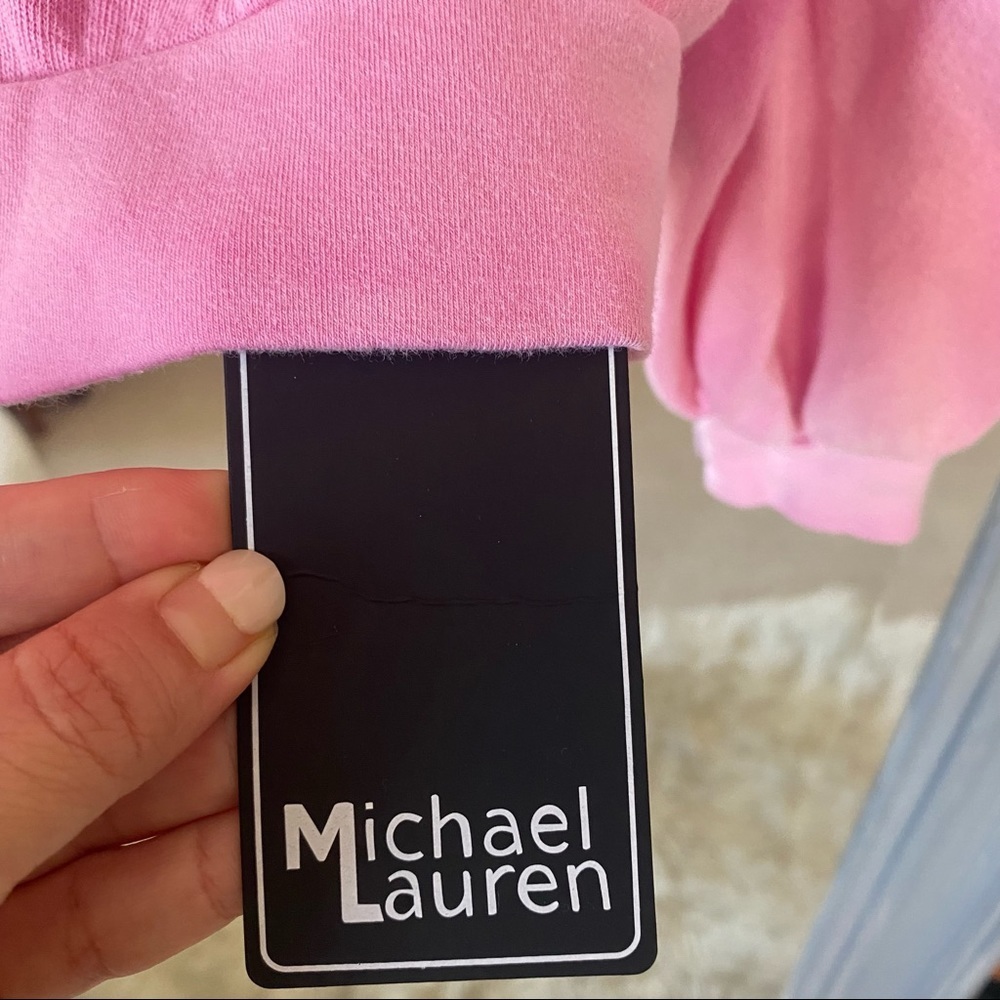 NWT‎ Michael Lauren Gower Sweatshirt Drawstring Hoodie Sweater Pullover Pink M - Picture 11 of 11